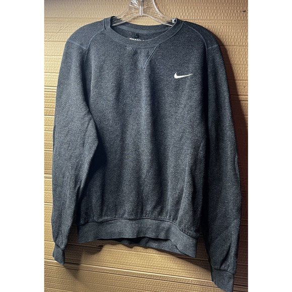 Nike Pullover Sweatshirt SMALL Standard Fit Sweater Dark Gray Swoosh Long Sleeve - Picture 10 of 12